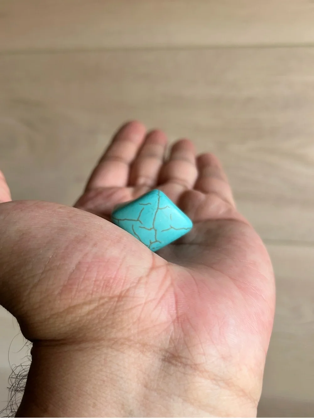 Chunky Architectural Synthetic Turquoise Block Ring Size 9